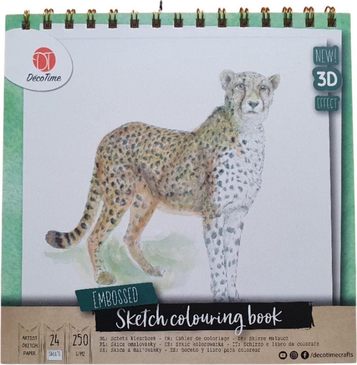 Decotime | schets kleurboek 3D effect | flora en fauna | 24 paginas | groen